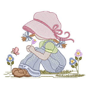 Sunbonnet with Overalls (Quick Stitch) Embroidery Design