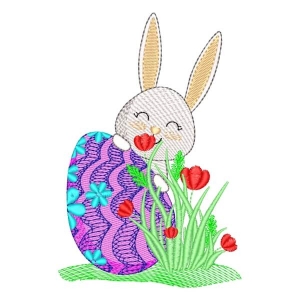 Bunny Hiding Embroidery Design