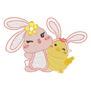 Bunny and Chick (Quick Stitch) Embroidery Design