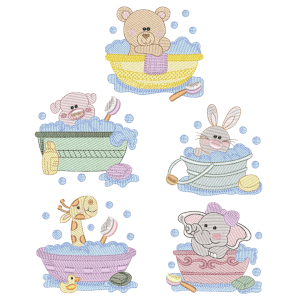 Animals Bath Time (Quick Stitch) Design Pack