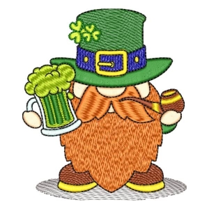 St Patrick's Day Leprechaun with Green Beer Embroidery Design