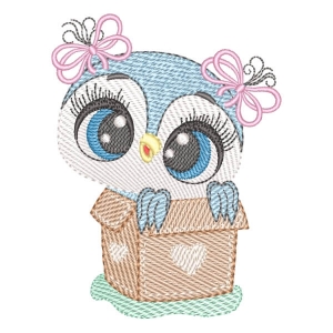 Owl in Box (Quick Stitch) Embroidery Design