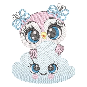 Owl and Cloud (Quick Stitch) Embroidery Design