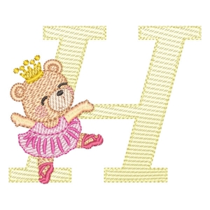 Ballet Dancer Bear Alphabet Letter H (Quick Stitch) Embroidery Design