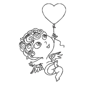 Contour Cupid Embroidery Design