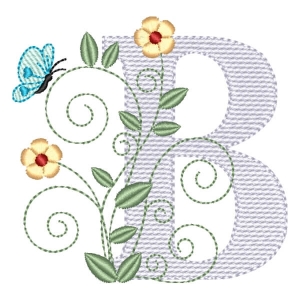 Monogram with Flower Letter B (Quick Stitch) Embroidery Design
