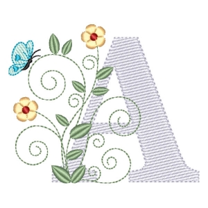 Monogram with Flower Letter A (Quick Stitch) Embroidery Design