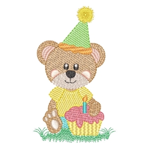 Teddy Bear Birthday (Quick Stitch) Embroidery Design
