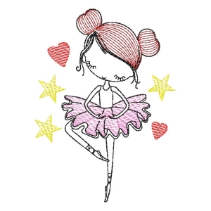 Ballerina Girl Embroidery Design