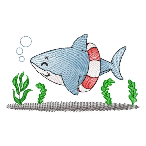 Cute Shark (Quick Stitch) Embroidery Design