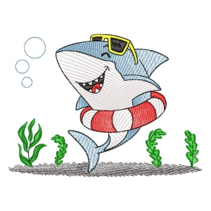 Cute Shark (Quick Stitch) Embroidery Design
