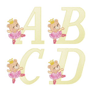 Ballet Dancer Bear Alphabet (Quick Stitch) Design Pack