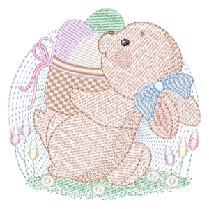Bunny and Eggs (Quick Stitch) Embroidery Design