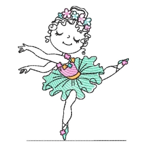 Contour Ballet Dancer Embroidery Design