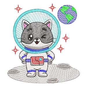 Astronaut Cat (Applique and Quick Stitch) Embroidery Design