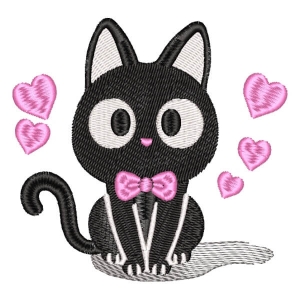 Cat in Love Embroidery Design