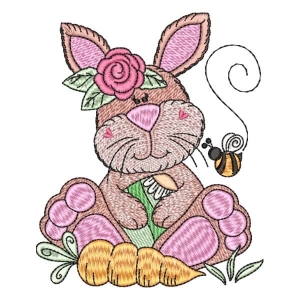 Cute Bunny and Carrot Embroidery Design