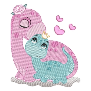 Mommy and Baby Dinosaur Embroidery Design