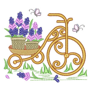 Retro Bike with Lavender Embroidery Design