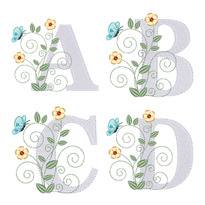 Monograms with Flowers (Quick Stitch) Design Pack