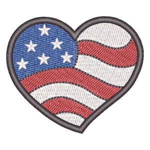 4th July Heart Flag Embroidery Design