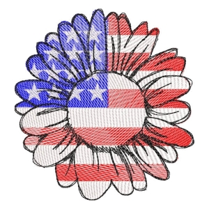 Flower with American Flag Embroidery Design