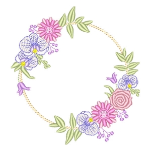 Frame with Flower Embroidery Design