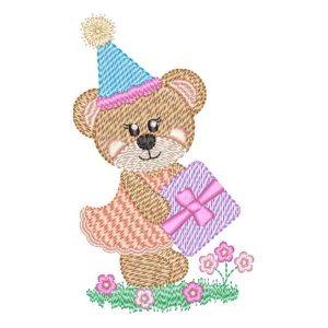 Birthday Bear (Quick Stitch) Embroidery Design