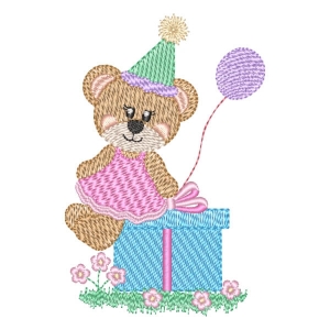 Birthday Bear (Quick Stitch) Embroidery Design