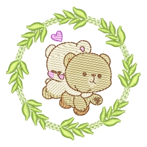 Couple Bears in Frame Embroidery Design