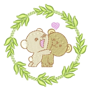 Couple Bears in Frame Embroidery Design