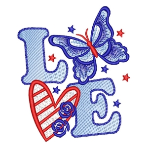 American Butterfly Love Embroidery Design