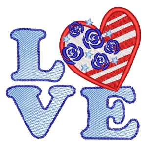 American Love Embroidery Design