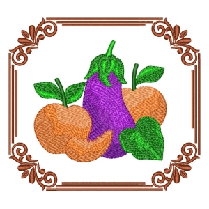 Orange and Eggplant in Frame Embroidery Design