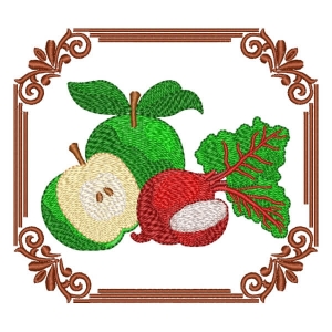 Apple and Turnip in Frame Embroidery Design