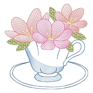 Flower in Cup (Rippled) Embroidery Design
