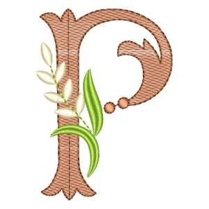Monogram with Flower Letter P (Quick Stitch)I Embroidery Design