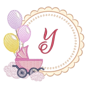 Baby Girl Monogram Letter Y (Quick Stitch) Embroidery Design