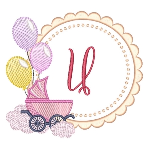 Baby Girl Monogram Letter U (Quick Stitch) Embroidery Design