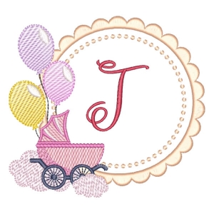 Baby Girl Monogram Letter T (Quick Stitch) Embroidery Design