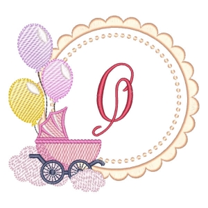 Baby Girl Monogram Letter Q (Quick Stitch) Embroidery Design