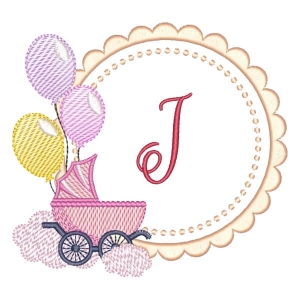 Baby Girl Monogram Letter J (Quick Stitch) Embroidery Design