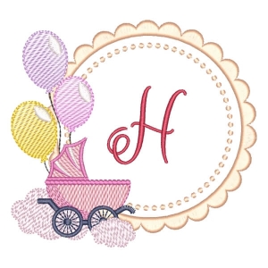 Baby Girl Monogram Letter H (Quick Stitch) Embroidery Design