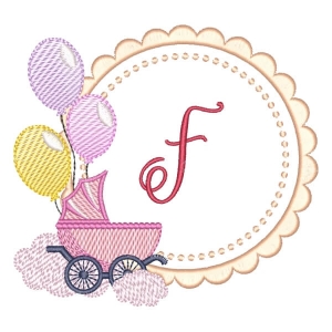 Baby Girl Monogram Letter F (Quick Stitch) Embroidery Design