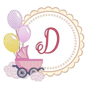 Baby Girl Monogram Letter D (Quick Stitch) Embroidery Design