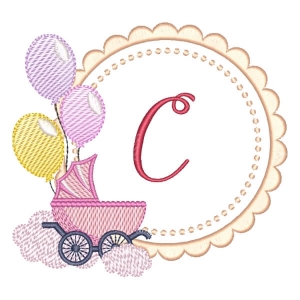 Baby Girl Monogram Letter C (Quick Stitch) Embroidery Design