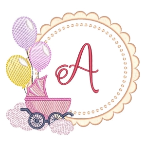 Baby Girl Monogram Letter A (Quick Stitch) Embroidery Design