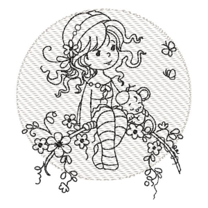 Girl in the Moonlight (Quick Stitch) Embroidery Design