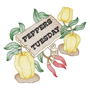 Peppers on Tuesday (Rippled) Embroidery Design