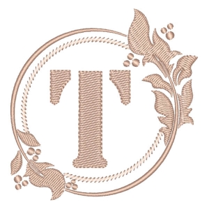 Elegant Monogram Letter T Embroidery Design